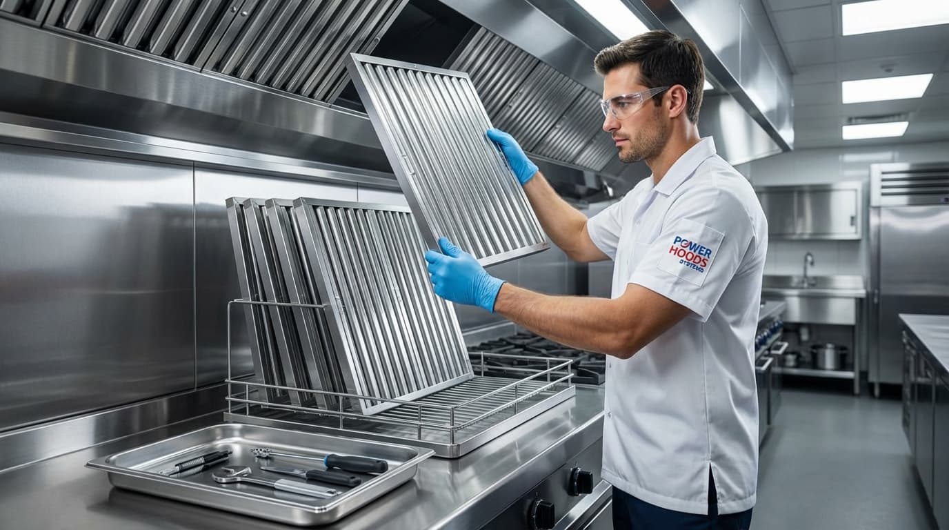 Kitchen equipment covered and protected before hood cleaning service